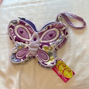 Purple butterfly wristlet